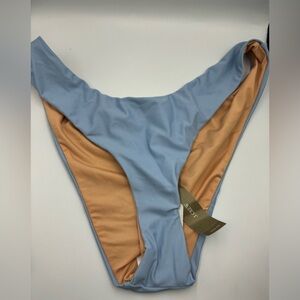 J.CREW Curved Waist Cheeky Bikini Bottom Light Blue Mist Size Medium High Cut